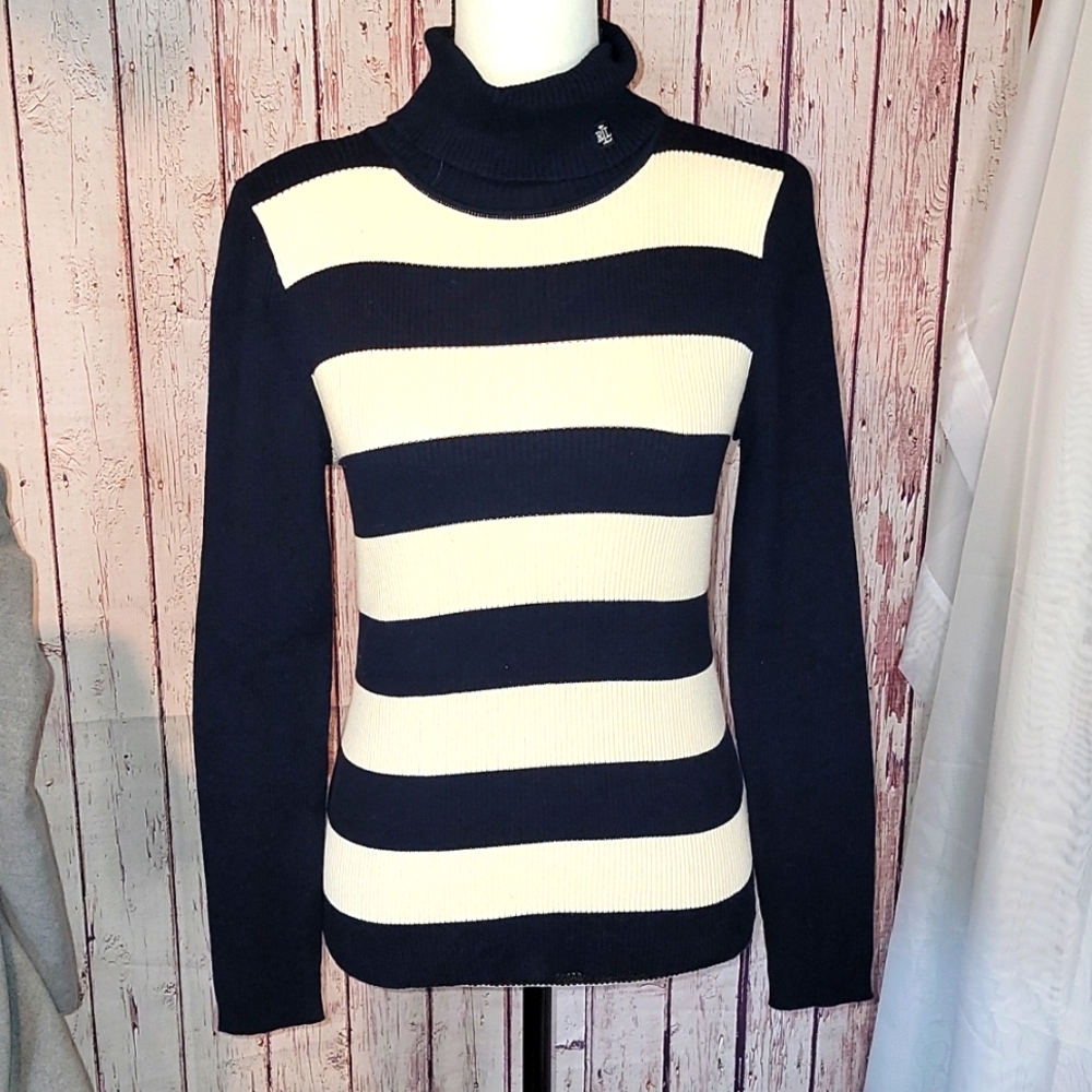 Ralph Lauren Lauren Fitted Pull On Sweater Navy